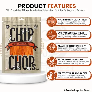 Chip Chops Optimum Health Formula Dried Chicken Jerky Treat for Dogs - 70gm, (Pack of 1) | Highly Nutritional & Digestible Snack  thumbnail 4