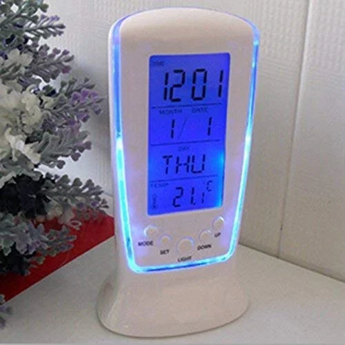 Right Traders Digital Square Alarm Clock | LED Display with Snooze Function, Temperature & Date Display, Dual Power USB & Battery, Compact Modern Bedside and Office Clock image 1