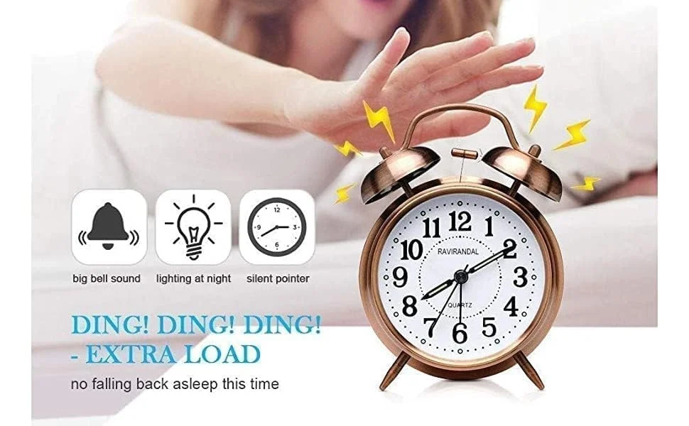 Right traders ,Vintage Brass Twin Bell Table Top Alarm Clock  image 5