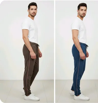 MEN SUMMER WEARING COMBO TRACK PANTS WITH POCKET COMFORTABLE AND BREATHABLE PACK OF 2 TRACK PANTS – Lightweight Cotton Blend Gym Joggers for Men – Elastic Waist Drawstring Casual Sports Lower – Regular Fit Daily Wear Trousers thumbnail 2