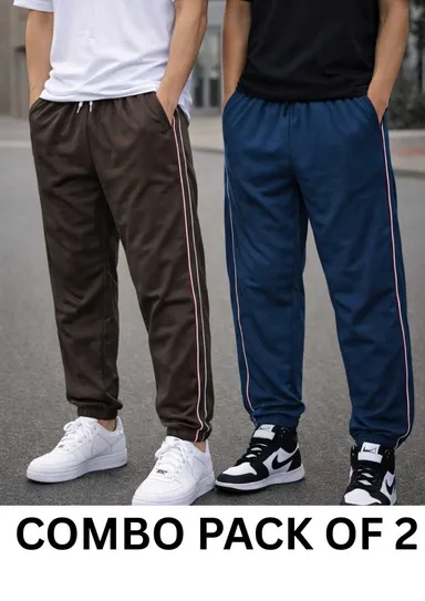 MEN SUMMER WEARING COMBO TRACK PANTS WITH POCKET COMFORTABLE AND BREATHABLE PACK OF 2 TRACK PANTS – Lightweight Cotton Blend Gym Joggers for Men – Elastic Waist Drawstring Casual Sports Lower – Regular Fit Daily Wear Trousers thumbnail 0