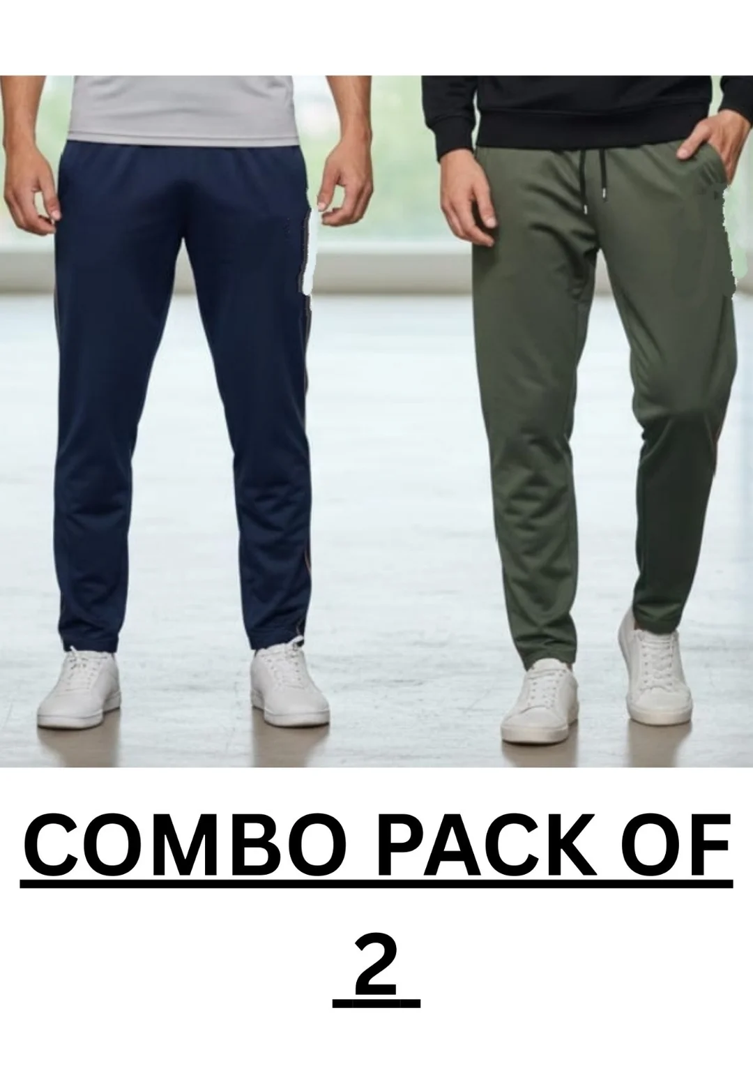 Men Summer Breathable Cotton Blend Track Pants Combo Pack of 2 with Deep Side Pockets Lightweight Comfortable Gym Joggers for Running Workout Home Wear Casual Sports Lower for Men India image 1
