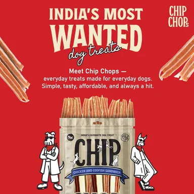 Chip Chops Chicken & Codfish Sandwich Stick Dog Treat Pack of 3 (70g Each) High Protein Healthy Dog Snack for All Breeds Easily Digestible Training Reward Chew Treat for Dogs thumbnail 1