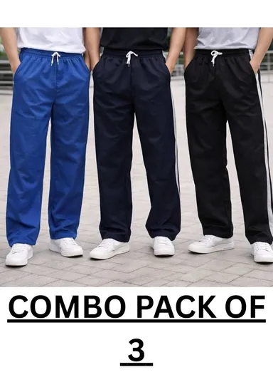 MEN SUMMER WEARING COMBO TRACKS PANTS WITH POCKET COMFORTABLE AND BREATHEBLE PACK OF 3 TRACK PANTS thumbnail 0