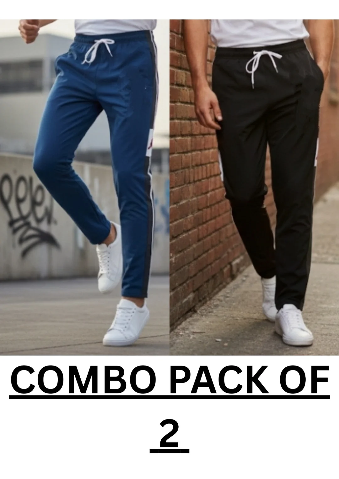 MEN SUMMER WEARING COMBO TRACKS PANTS WITH POCKET COMFORTABLE AND BREATHEBLE PACK OF 2 TRACK PANTS image 1