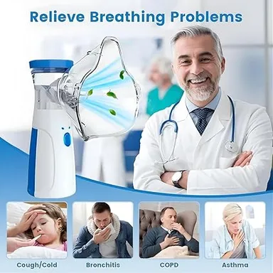 Mesh Nebulizer Mini Handheld Inhalator for Adults & Children | Ultrasonic Nebulizer | Self-Cleaning Anti-Blockage System | Travel Friendly thumbnail 1