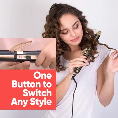 Vega 3 in 1 Hair Styler for Women Straightener Curler Crimper Quick Heat Styling Tool for All Hair Types Gold Black thumbnail 7