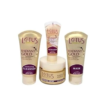 Lotus Herbals Radiant Gold Cellular Glow 5 in 1 Facial Kit 170g With 24K Gold Leaves Natural Golden Glow Skin For All Skin Types Women Men image 2