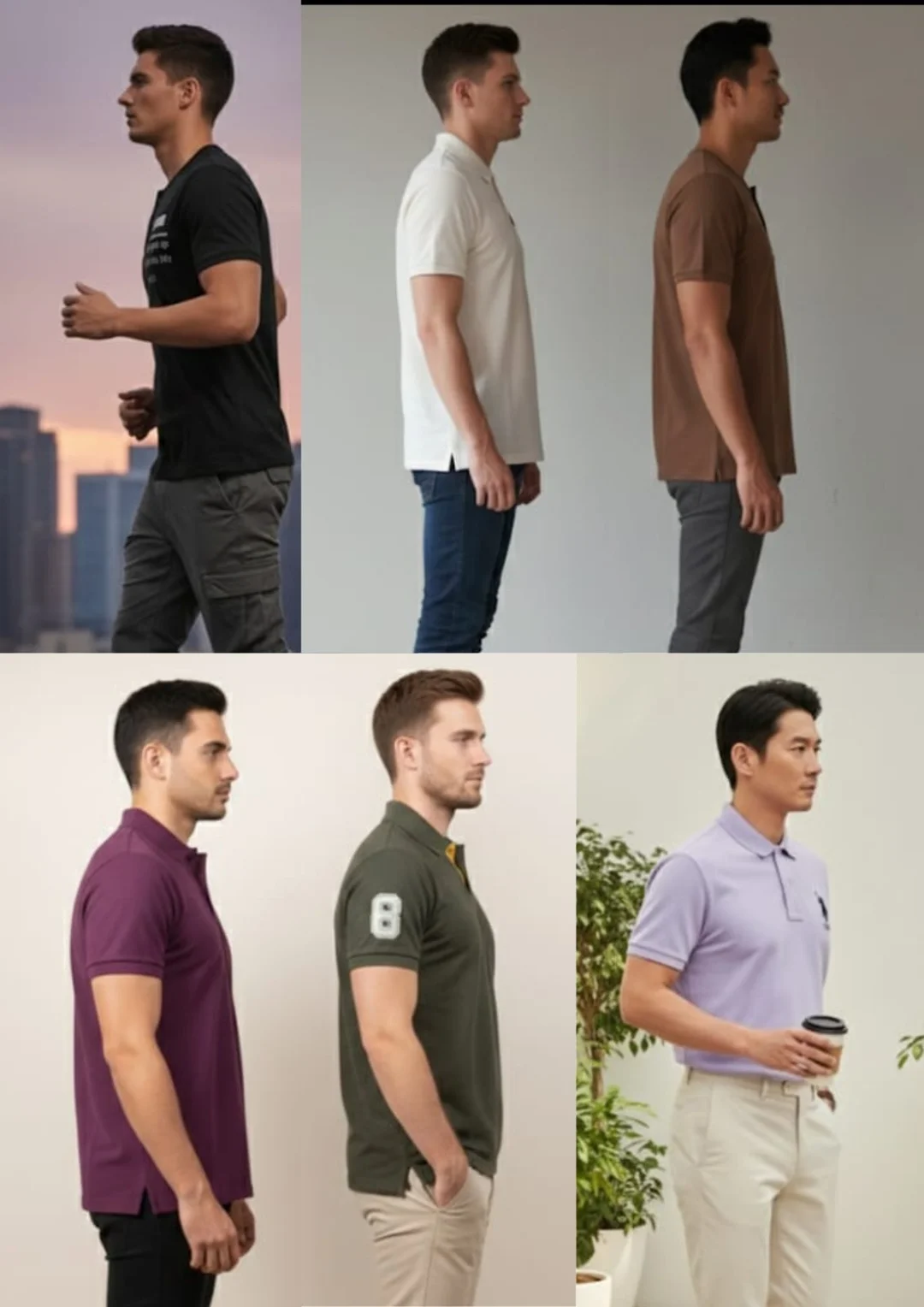 MEN COMBO COTTON BLEND COLLAR AND WITHOUT COLLAR HALF SLEEVES WITH POLO NECK COMBO PACK OF 2 image 2