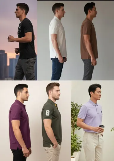 MEN COMBO COTTON BLEND COLLAR AND WITHOUT COLLAR HALF SLEEVES WITH POLO NECK COMBO PACK OF 2 thumbnail 1