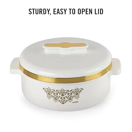 CELLO Exotic Insulated Roti Casserole Hot Pot 2500 ml with Food Grade Stainless Steel Inner | Double Wall Hot Case for Roti Rice Biryani, White image 4