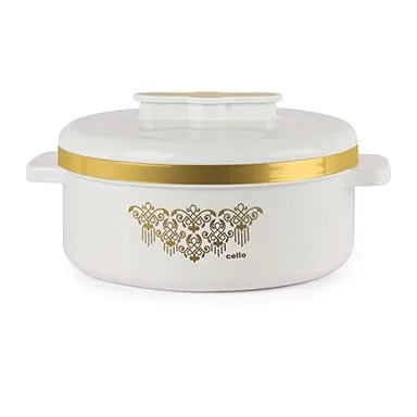 CELLO Exotic Insulated Roti Casserole Hot Pot 2500 ml with Food Grade Stainless Steel Inner | Double Wall Hot Case for Roti Rice Biryani, White thumbnail 0