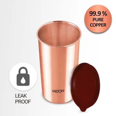 Milton Copper Drinking Water Tumbler with Lid 400 ml Leak Proof Travel Gym Office Yoga Home Kitchen Hiking Treking thumbnail 1