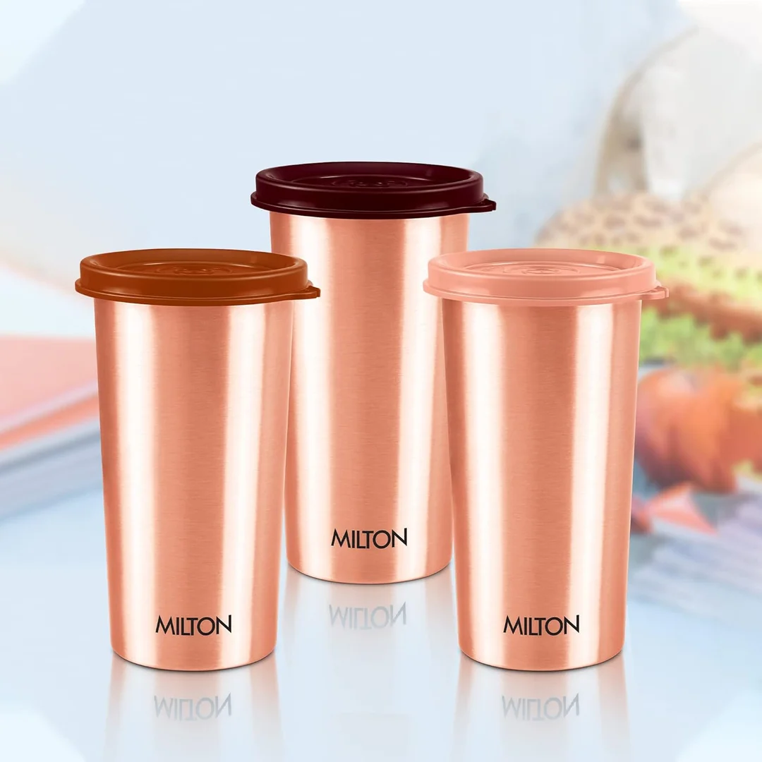 Milton Copper Drinking Water Tumbler with Lid 400 ml Leak Proof Travel Gym Office Yoga Home Kitchen Hiking Treking image 5