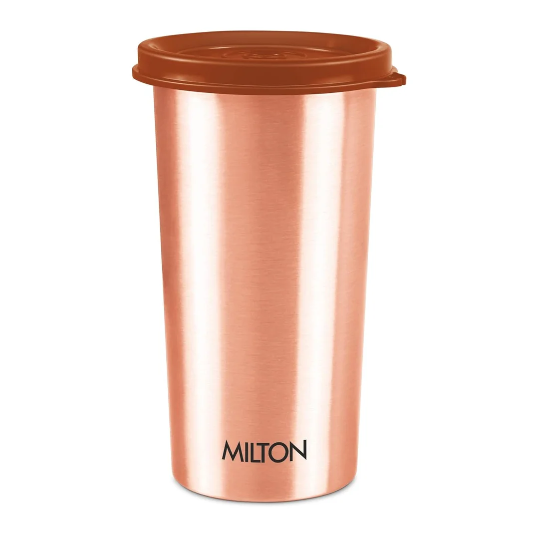 Milton Copper Drinking Water Tumbler with Lid 400 ml Leak Proof Travel Gym Office Yoga Home Kitchen Hiking Treking image 1