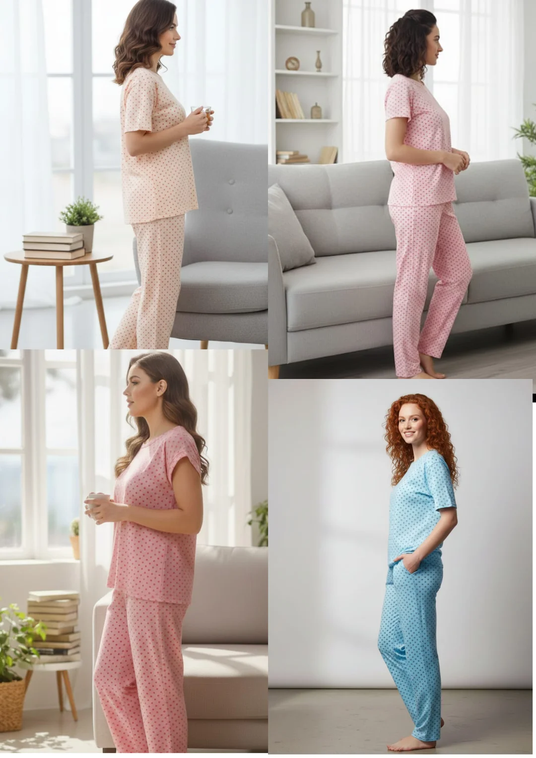 Women Summer Wear Night Suits Pack of 2 – Soft Cotton Round Neck Half Sleeves Top with Bottom Set image 2
