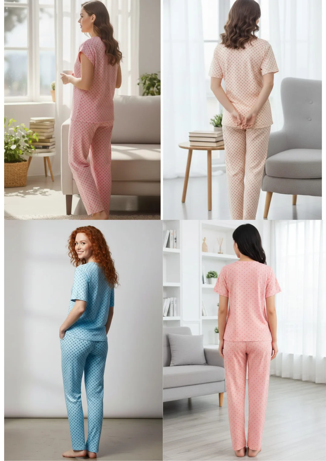 Women Summer Wear Night Suits Pack of 2 – Soft Cotton Round Neck Half Sleeves Top with Bottom Set image 3