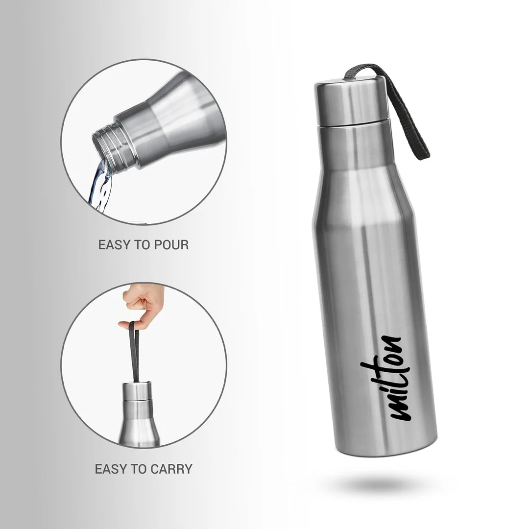 MILTON Super 750 Stainless Steel Water Bottle 650 ml Single-Walled Leak-Proof Easy Grip Gym Home Kitchen Hiking Treking Travel Bottle Silver image 3