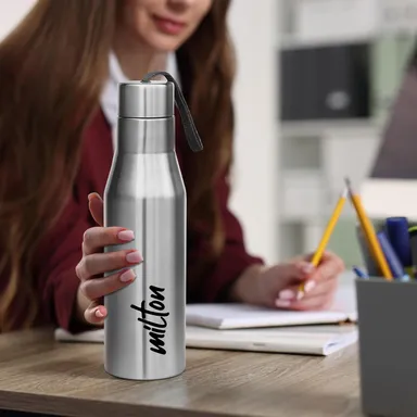MILTON Super 750 Stainless Steel Water Bottle 650 ml Single-Walled Leak-Proof Easy Grip Gym Home Kitchen Hiking Treking Travel Bottle Silver thumbnail 3