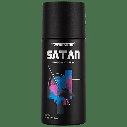 Whishkers Satan Deodorant Body spray 150ml ideal for man daily use image 1
