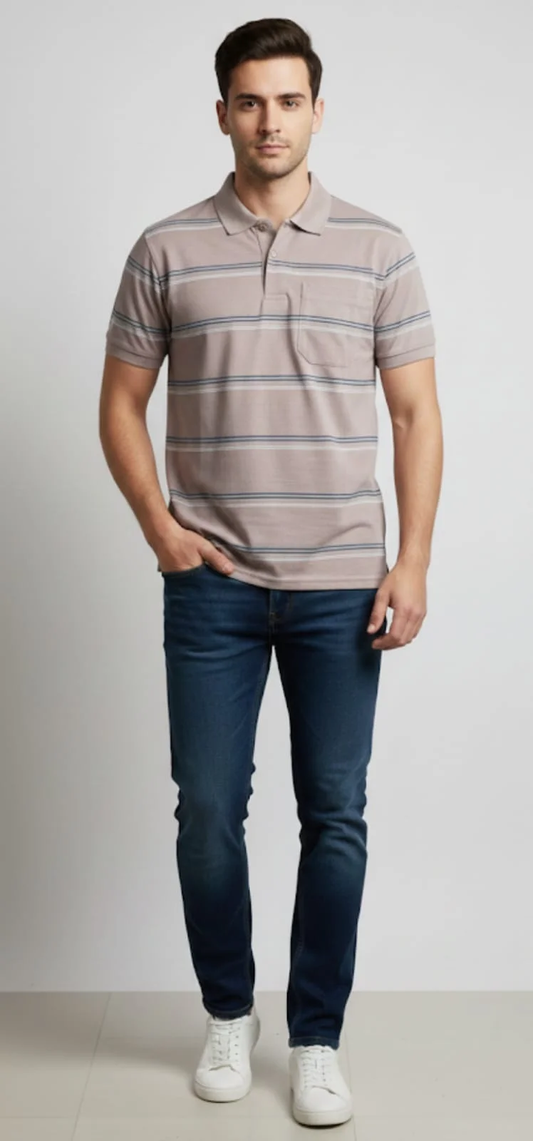 MEN COTTON BLEND COLLAR TSHIRT,HALF SLLEVES WITH POCKET AND POLO NECK image 4