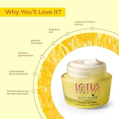 Lotus Herbals WhiteGlow Vitamin C Radiance Cream PR6 for Bright & Glowing Skin | Anti-Dullness | Dark Spot Care | Lightweight Non-Greasy Daily Face Moisturizer for Men | Women | Suitable for All Skin Types thumbnail 2