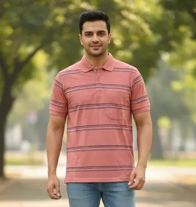 MEN COTTON BLEND COLLAR TSHIRT,HALF SLLEVES WITH POCKET AND POLO NECK U2 thumbnail 0