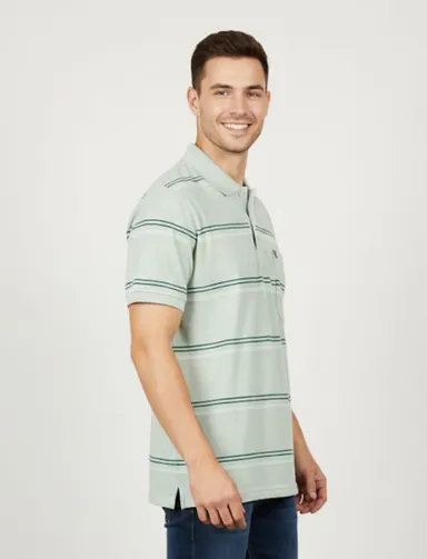 MEN COTTON BLEND COLLAR TSHIRT,HALF SLLEVES WITH POCKET AND POLO NECK thumbnail 1