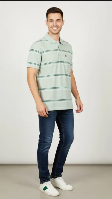 MEN COTTON BLEND COLLAR TSHIRT,HALF SLLEVES WITH POCKET AND POLO NECK thumbnail 3