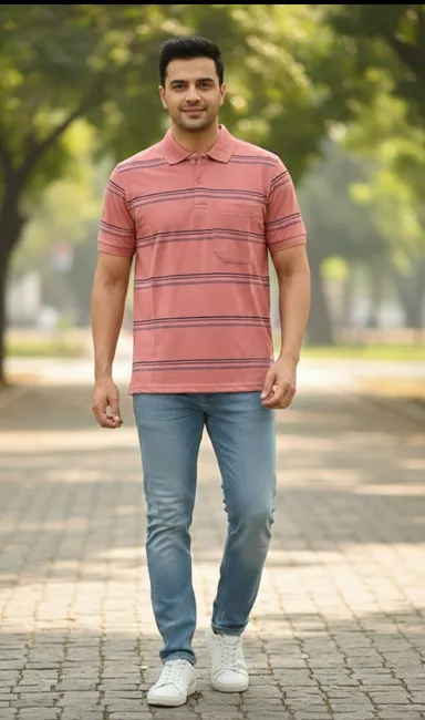 MEN COTTON BLEND COLLAR TSHIRT,HALF SLLEVES WITH POCKET AND POLO NECK U2 thumbnail 3