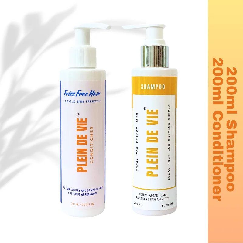 Plein De Vie Frizz Control Shampoo with Conditioner Intense Moisture Shine Hair Care Anti Frizz Smoothing Hair Wash for Men and Women Soft Silky Hair Repair Nourishing Formula 200ml Pack of 2 image 1