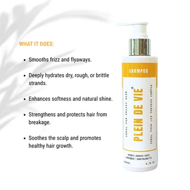 Plein De Vie Frizz Control and Smoothing Shampoo for Men and Women Intense Moisture Shine Hair Care Anti Frizz Hydrating Shampoo for Soft Smooth Silky Hair 200ml Pack of 2 thumbnail 2