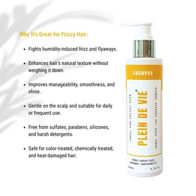 Plein De Vie Frizz Control and Smoothing Shampoo for Men and Women Intense Moisture Shine Hair Care Anti Frizz Hydrating Shampoo for Soft Smooth Silky Hair 200ml Pack of 2 thumbnail 4