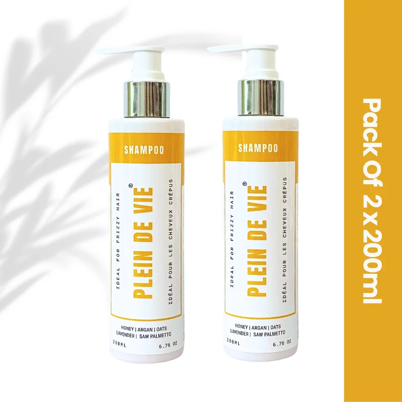 Plein De Vie Frizz Control and Smoothing Shampoo for Men and Women Intense Moisture Shine Hair Care Anti Frizz Hydrating Shampoo for Soft Smooth Silky Hair 200ml Pack of 2 image 1