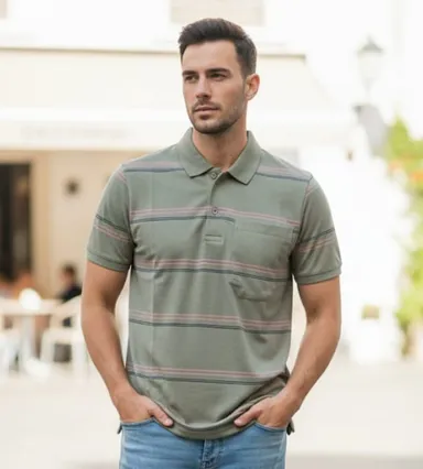 MEN COTTON BLEND COLLAR TSHIRT,HALF SLLEVES WITH POCKET AND POLO NECK U2 thumbnail 0