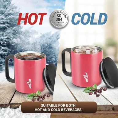 Milton Auriga Double Walled Stainless Steel Mug with Leakproof Lid 210 ml Red | Wide Mouth Easy Cleaning | Hot Cold Beverages | Lightweight Travel Office Cup thumbnail 5