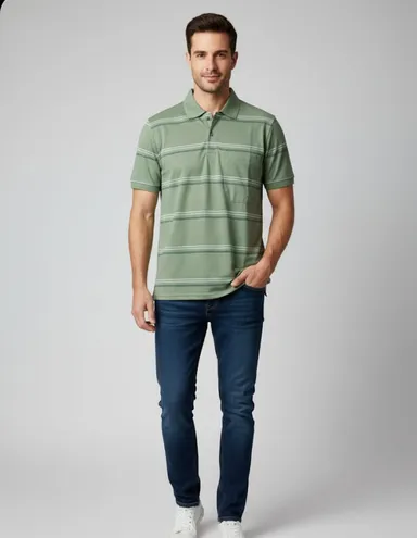 MEN COTTON BLEND COLLAR TSHIRT,HALF SLLEVES WITH POCKET AND POLO NECK thumbnail 3