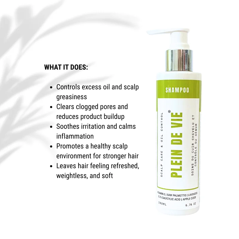 Plein De Vie Oil Control and Scalp Care Shampoo for Men and Women Anti Dandruff Detox Shampoo for Oily Scalp Premature Greying Support Deep Cleansing Hair Care Shampoo 200ml Pack of 2 image 3