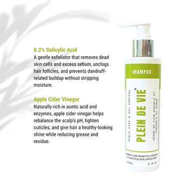 Plein De Vie Oil Control and Scalp Care Shampoo for Men and Women Anti Dandruff Detox Shampoo for Oily Scalp Premature Greying Support Deep Cleansing Hair Care Shampoo 200ml Pack of 2 thumbnail 3