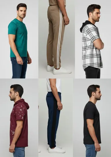 MEN HUDDED TSHIRT AND SHIRT COMBO WITH MEN LOWER ROUND NECK TSHIRT ALSO HALF SLEEVES WITH  COMBO PACK OF 3 thumbnail 1