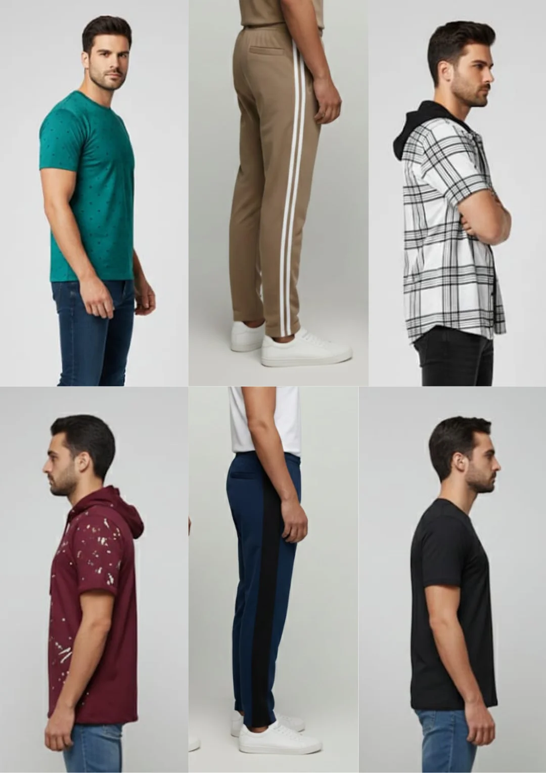MEN HUDDED TSHIRT AND SHIRT COMBO WITH MEN LOWER ROUND NECK TSHIRT ALSO HALF SLEEVES WITH COMBO PACK OF 3 image 1