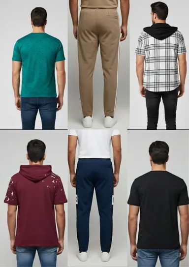 MEN HUDDED TSHIRT AND SHIRT COMBO WITH MEN LOWER ROUND NECK TSHIRT ALSO HALF SLEEVES WITH COMBO PACK OF 3 thumbnail 1