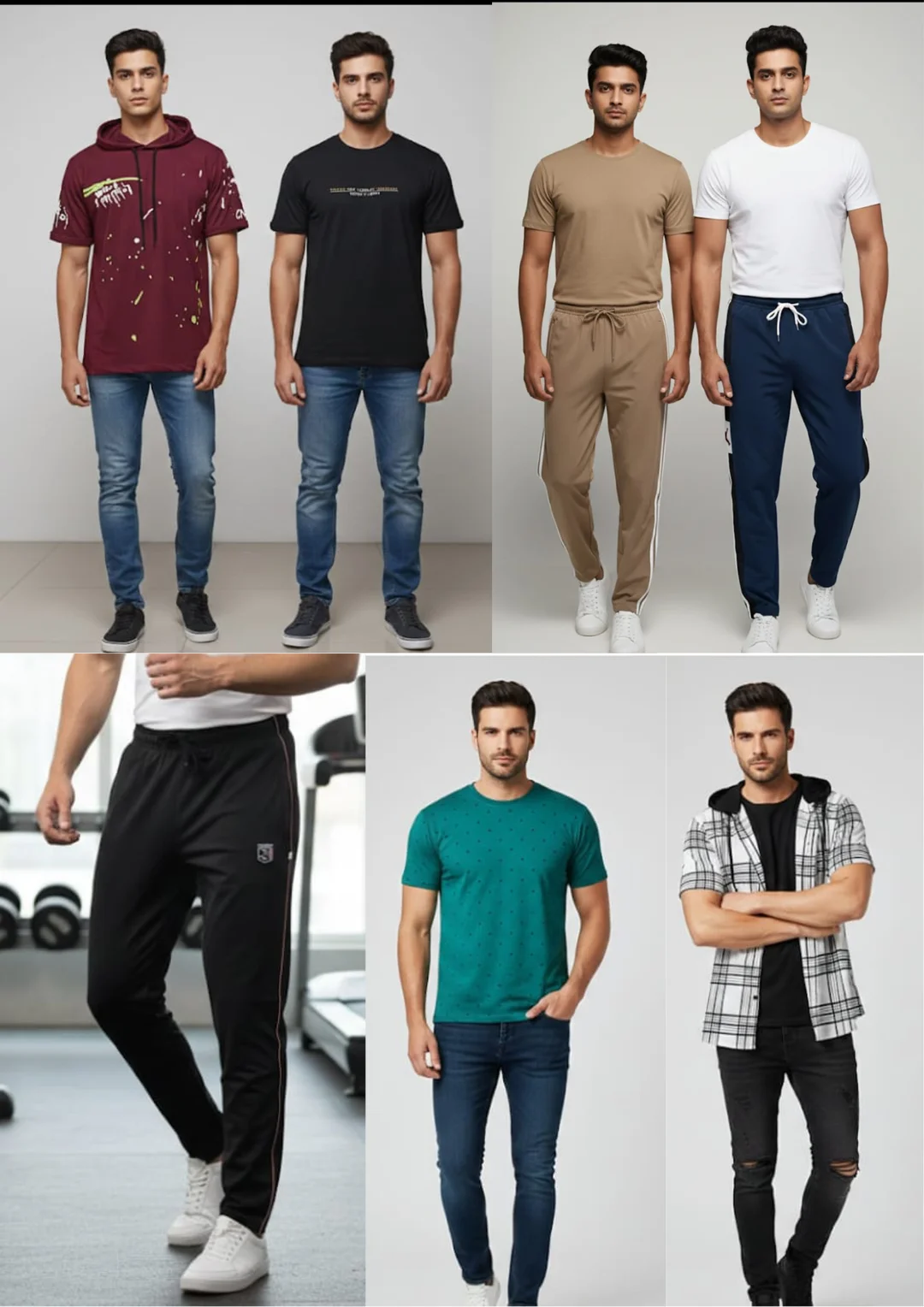 MEN HUDDED TSHIRT AND SHIRT COMBO WITH MEN LOWER ROUND NECK TSHIRT ALSO HALF SLEEVES WITH COMBO PACK OF 3 image 3