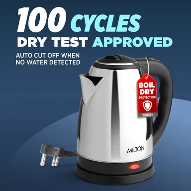 MILTON Euroline Go Electro 1500W Electric Kettle 1.5 Litre Stainless Steel Silver Auto Cut Off 360° Detachable Base Fast Boil Water Boiler thumbnail 5