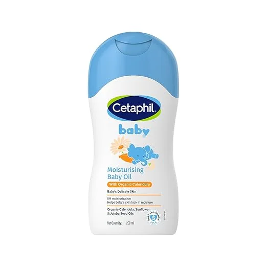 Cetaphil Baby Moisturising Oil with Organic Calendula 200 ml Gentle Baby Massage Oil for Newborns & Babies Day 1 with 8H Hydration & Skin Barrier Protection image 1