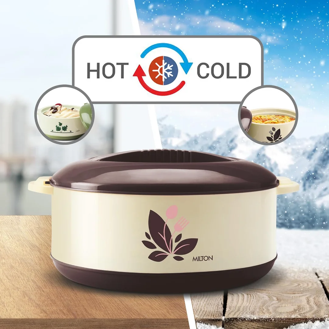 Milton Orchid 2500 Stainless Steel Inner Serving Casserole with Lid, PU Insulated Hot Pot 2.36L Dark Brown |Keeps Food Hot & Fresh for Roti Biryani Indian Kitchen Use image 5
