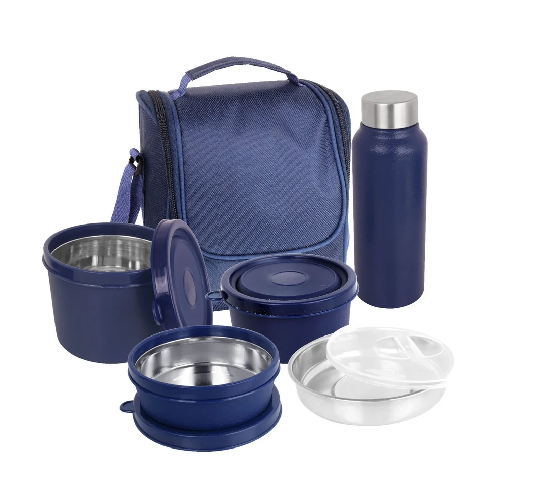 Elegant Lunch Box Blue Colour Leak Proof Stainless Steel Tiffin Box for Office School College with Insulated Lid BPA Free Durable Food Storage Container image 1