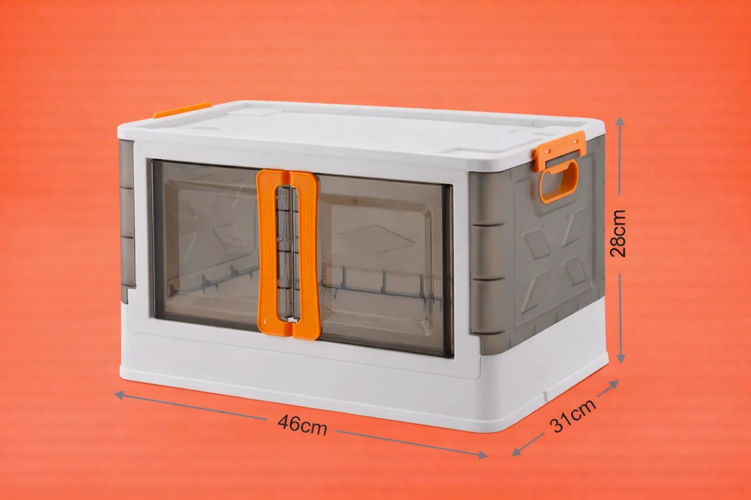 Plastic Clothes Storage Box with Transparent Door Access, Multipurpose Stackable Storage Container for Bedroom, Kitchen, Office & Home Organization image 1