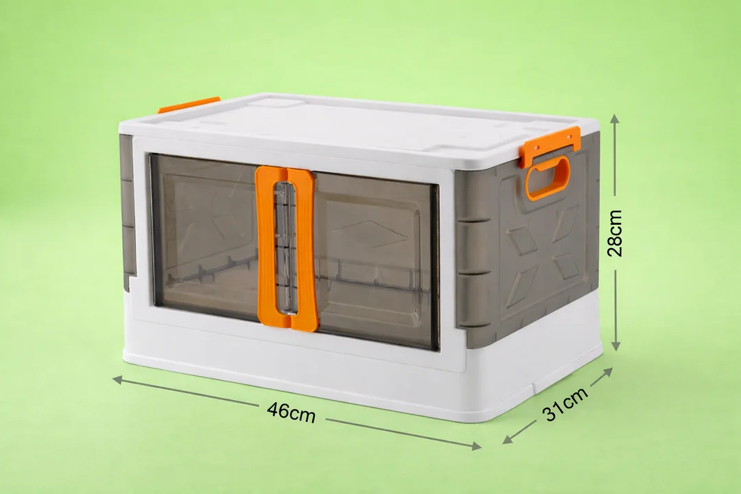 Heavy Duty Plastic Storage Box with Double Front Open Door for Wardrobe & Home| Stackable Space Saving Organizer for Clothes, Books, Toys & Kitchen image 1