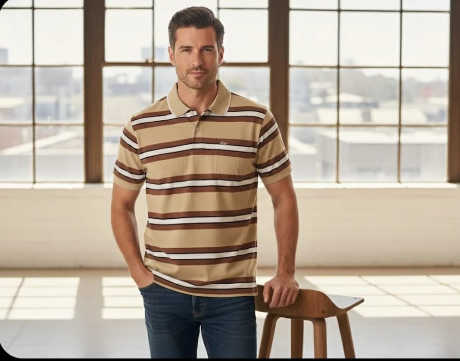 MENS FASHITON TSHIRT WITH COLLOR NECK AND HALF SLEEVES WITH POCKET COMFORABLE FOR SUMMER DAYS image 1